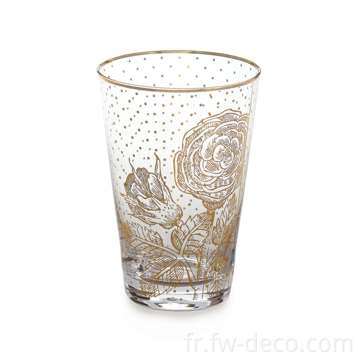 drinking glass with gold design